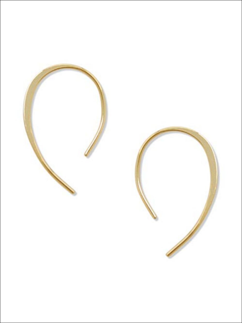 18K Gold Plated Open Hoop Threader Earrings Lightweight Wire Dangle Hoops
